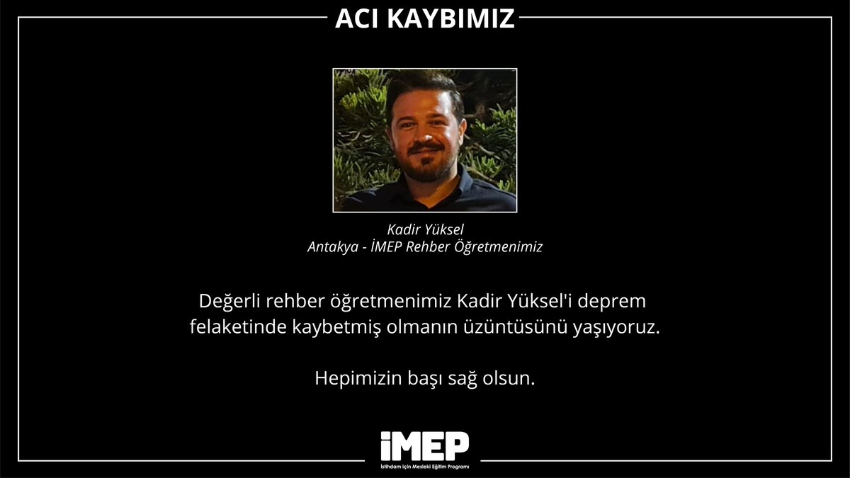 IMEP_VET4JOB's tweet photo. Çırak öğrencilerimize ve İstihdam için Mesleki Eğitim Programı'na sunduğu katkılarla her zaman hafızalarımızda yer alacak.
#İMEP
#vet4job
#başımızsağolsun
@EUDelegationTur
@tcmeb
@TESK_info
@expertisefrance
@AFD_en https://t.co/J5EfvSYZLG