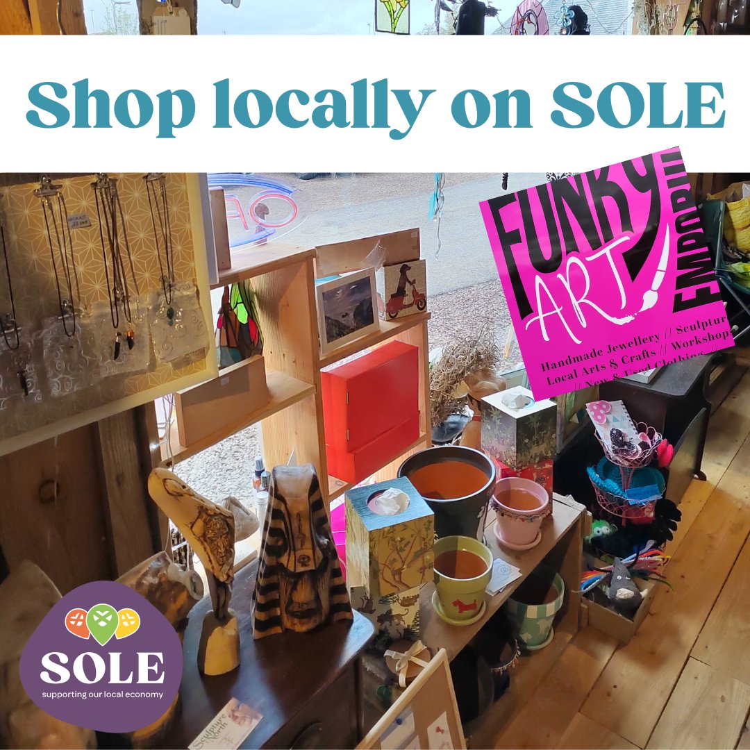 New shops are being added to SOLE weekly, open up the SOLE app to find what's happening locally. You can now purchase jewellery from Funky Emporium, The Mart, East Linton through the SOLE Scotland app on the Dunbar page.
Link in bio. 
#SOLEScotland #SOLE #EastLothian #Dunbar