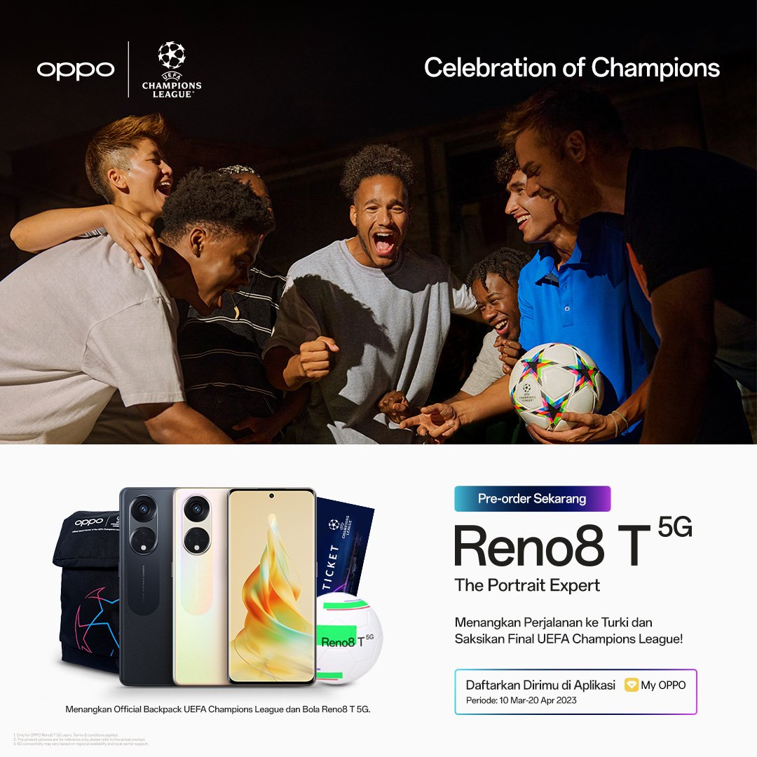 p0nytaaa's tweet photo. KAPAN LAGI beli hp gratis tiket nonton #UCL secara live!!! buat kalian yg mau beli hp aku rekomendasi #OppoReno8T5G karena fiturnya #ToppedUp dan kameranya 108MP #ThePortraitExpert https://t.co/UKxbXoCdy8