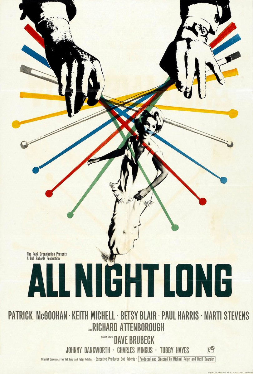 ▶️At an East London warehouse jazz party, a drummer plots his revenge on the people who thwarted his ambitions by spreading rumours and lies amongst them: #NowWatching📺 'All Night Long' (1962) #Film🎞️ #FilmTwitter🎬 #FilmForever📼 #PatrickMcGoohan