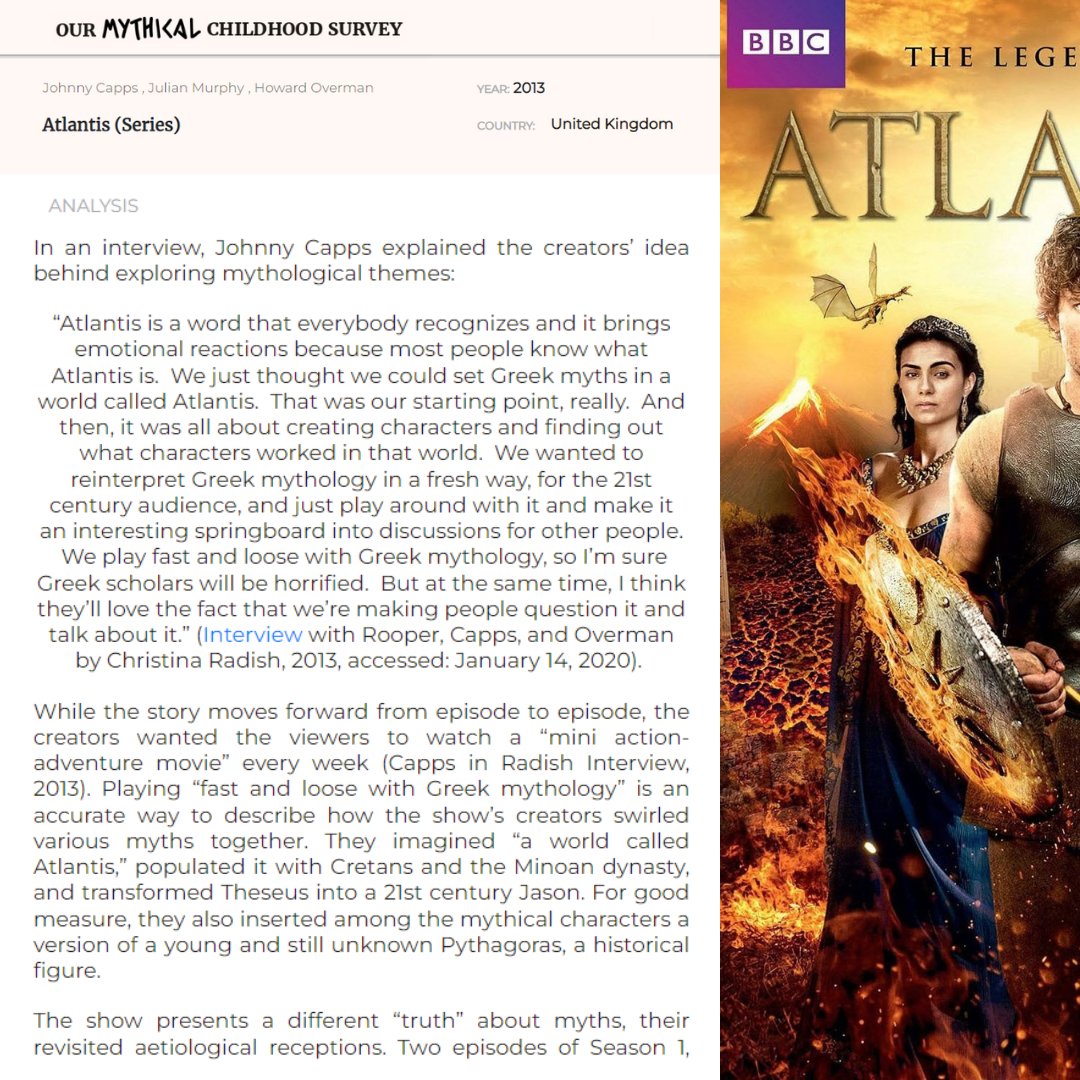 OMChildhood's tweet photo. #OurMythicalChildhoodSurvey
🔎Elżbieta Olechowska on "Atlantis" series by Johnny Capps, Julian Murphy, Howard Overman:
https://t.co/zzEPdeZusM.
#OurMythicalChildhood #ERC_Research #classicstwitter #Antiquityinfilm #Atlantisseries #BBCseries #Atlantis #Greekmythology #OBTA https://t.co/H866Np2wWe