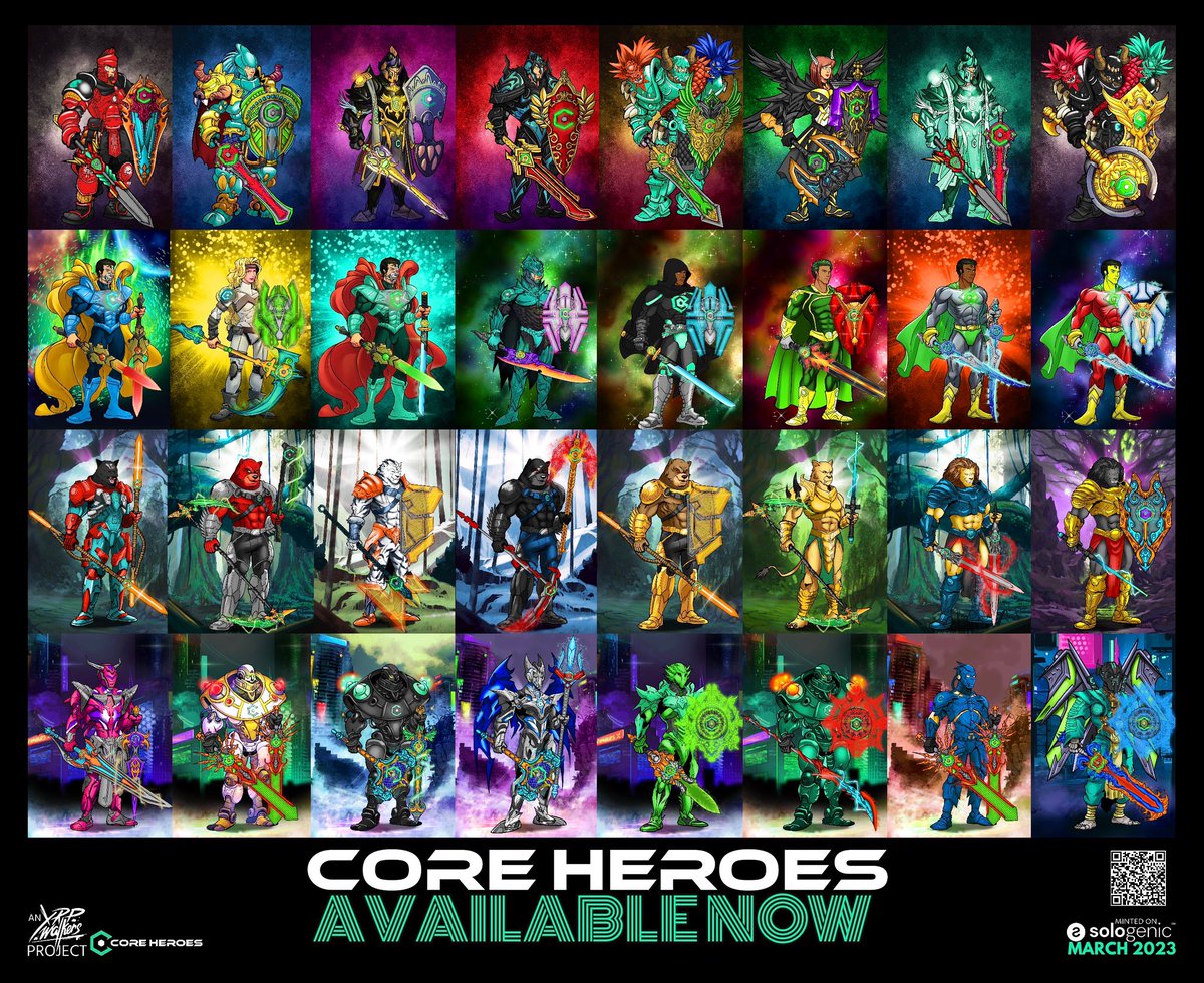 📣All #CoreHeroes are now available to be claimed! If you haven't already, check your number in @xrpwalkers discord, then find & claim yours on #Sologenic: sologenic.org/profile/corehe…
#NFTs #NFTdrop #NFTmint #NFTrewards #NFTCollection #Coreum #CoreMainnet #CoreDrip #GreenMeansGo🍀