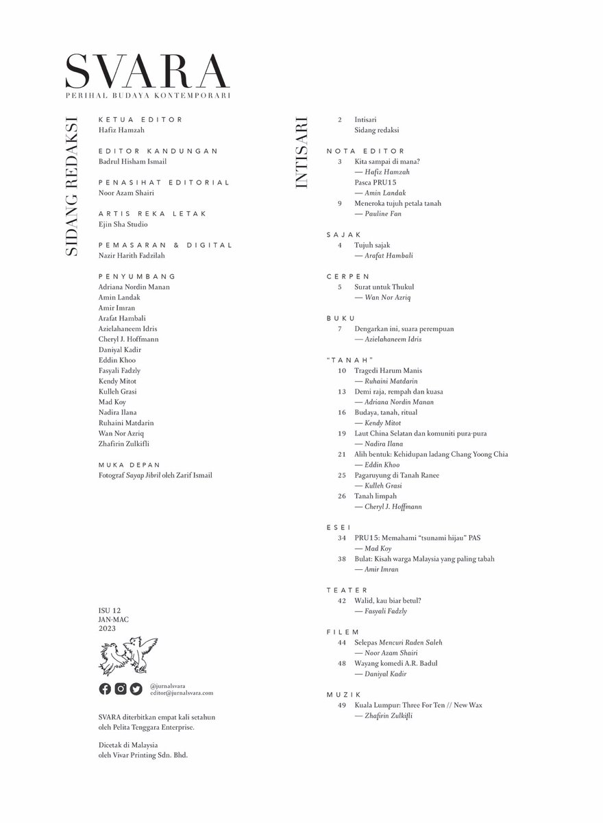 MEMPERKENALKAN SVARA #12 — SAYAP JIBRIL

Kami siap merampungkan edisi ke-12 jurnal ini dengan rasa yang penuh, menjelang Ramadan yang akan sampai tak lama lagi.
