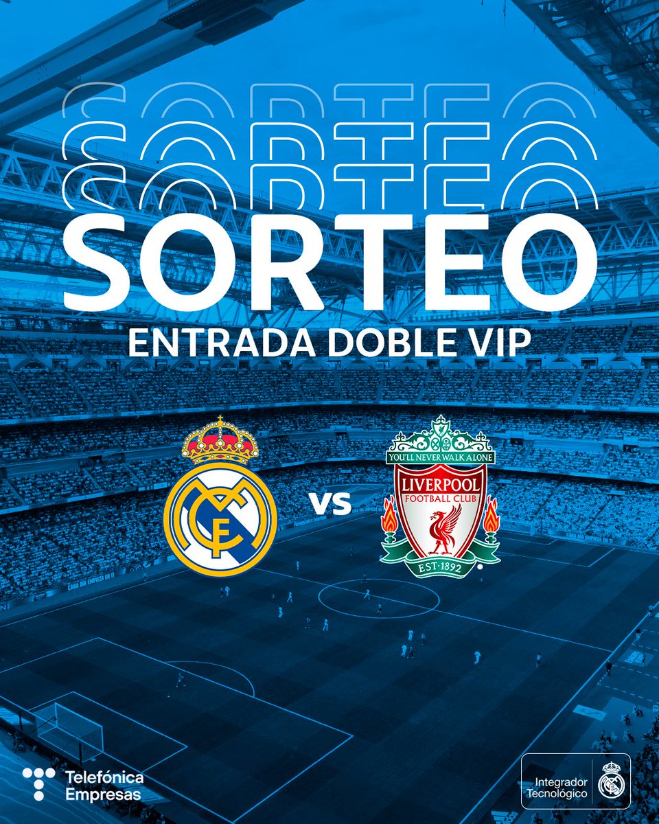 ¡SORTEO Exprés! ⚡️ Te invitamos al Santiago Bernabéu a vivir todo un partidazo de Champions entre Real Madrid y Liverpool como un VIP. ¿Qué tienes que hacer? 🎟️⚽️

1⃣ Síguenos en Twitter
2⃣ Haz RT a este tuit
3⃣ Contesta con #PartidazoMovistarChampions y menciona a tu acompañante