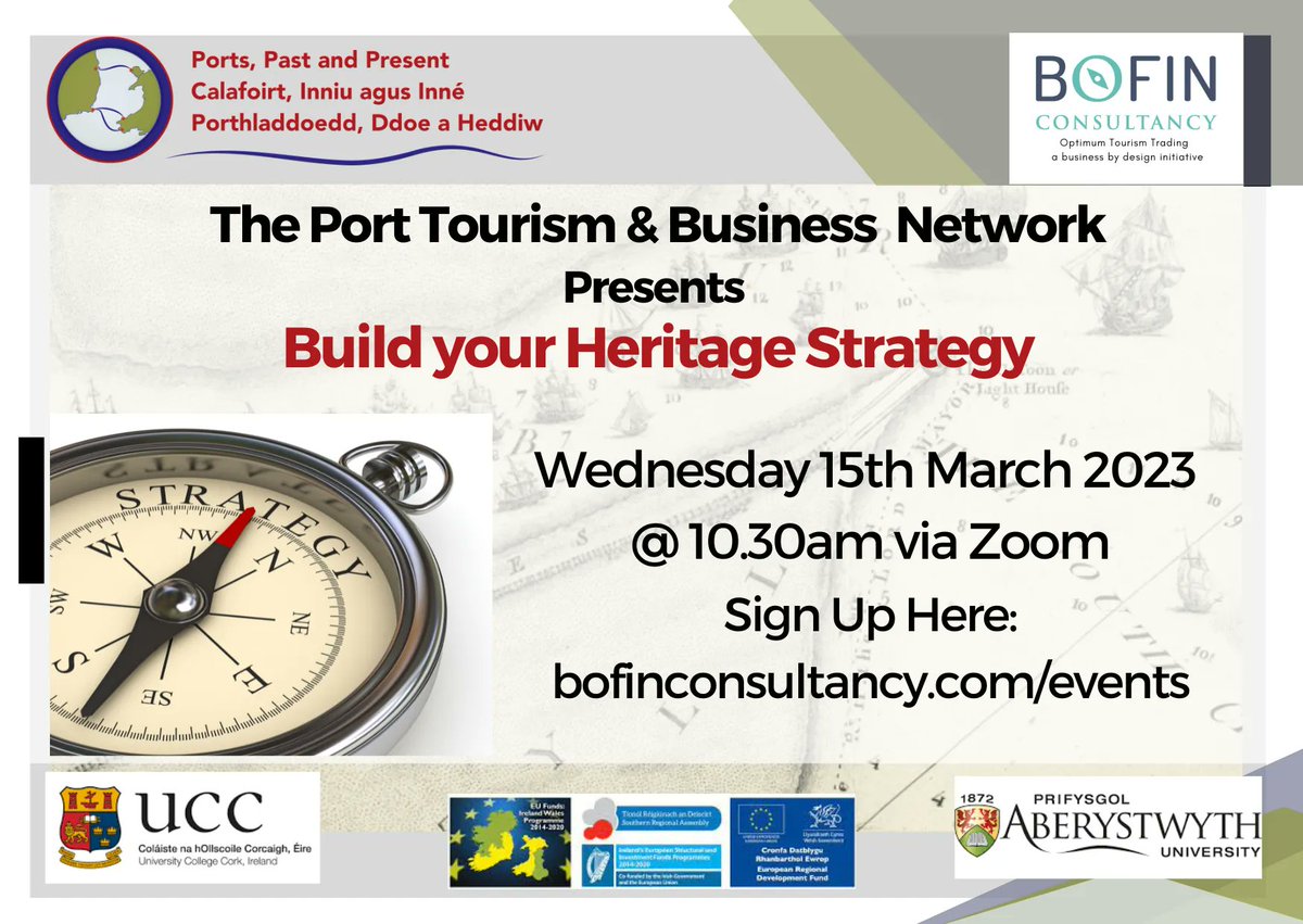 If you haven't already done so.... register now for the next workshop as part of the Port Tourism & Business Network. @VisitWexford @VisitDublin @VisitPembrokeDock @VisitFishguard @VisitAnglesey @RosslareHarbour @PortsPastPresent #EUIrelandWales #port #business #networking