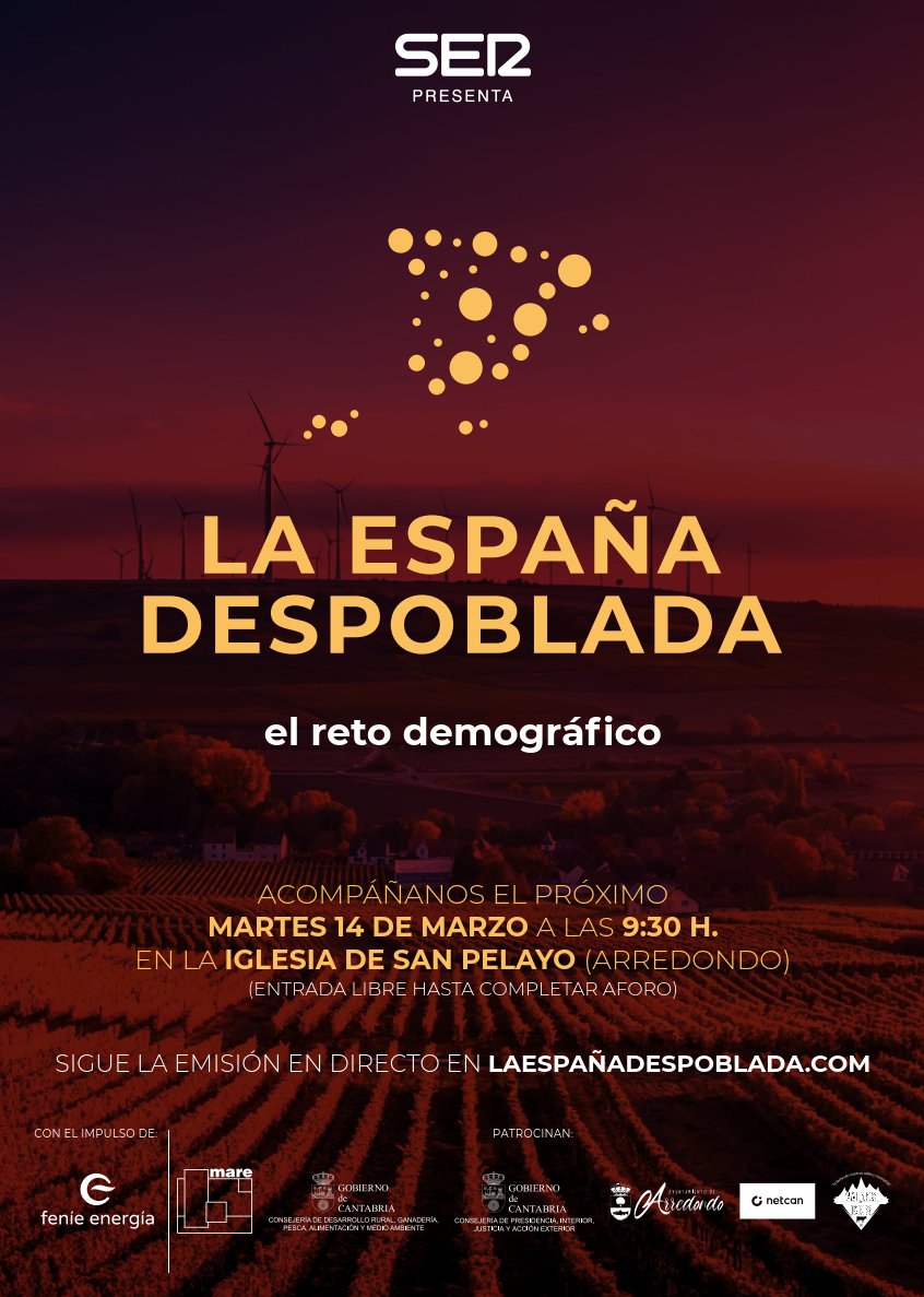 Cantabria_Rural's tweet photo. El próximo martes Arredondo acoge una interesante jornada radiofónica organizada por @SER_Cantabria  en la que se analizará la cuestión de la despoblación en #Cantabria y los principales retos a afontar
https://t.co/5spJpetNS6 https://t.co/caDcKMr8oq