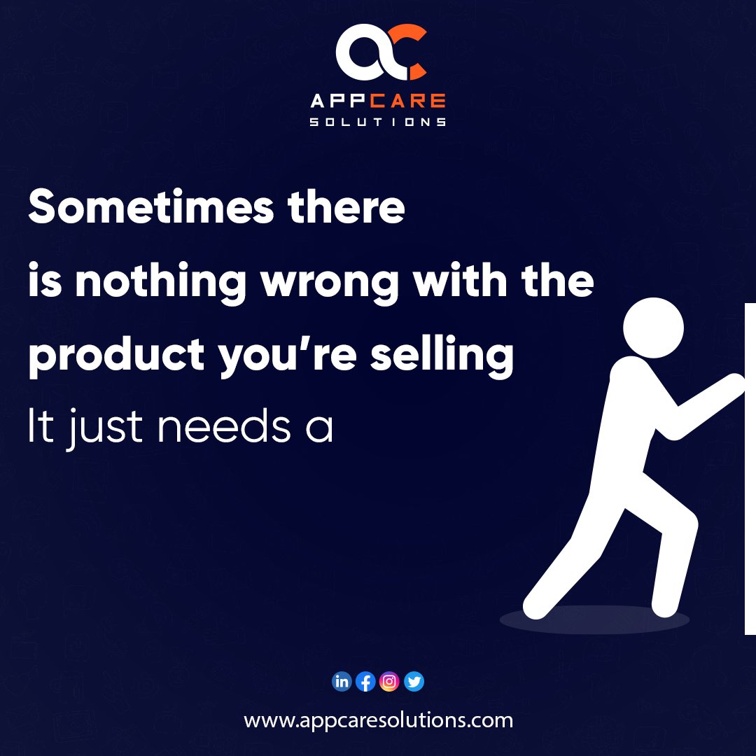 appcaresolutio's tweet photo. Sometimes, a product may be excellent, but it just needs that extra digital push to reach its full potential.
Let AppCare Solutions help you with all your digital marketing needs.
#appcare #appcaresolutions #marketing #socialmediamarketing #digitalmarketing #digitalmarketingagency #digtialpush #onlinemarketing #socialmediacampaigns #seo #DigitalStrike #campaigns #sem #advertisingagency #marketingagency