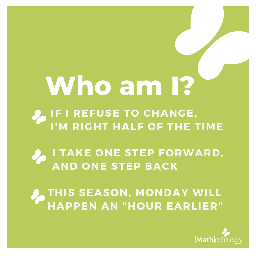 Mathodology's tweet image. A Problem of the Week with a fun and relevant twist. Share with your students, and let us know how it goes!
Bonus Q:
⏰ What fraction of the year do we "spring forward" versus "fall back?"
Springtime is officially around the corner.
#problemoftheweek #daylightsaving #time