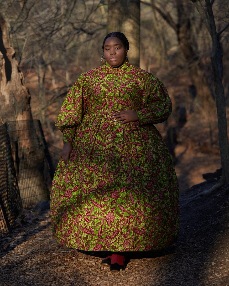 These are images of Cheyney McKnight from <a href="/MommasHistory/">Cheyney McKnight</a> who was recently featured in this Vogue spread. Reflecting on her penchant for mixing historical silhouettes with modern textiles like Dutch wax prints, McKnight said, "[i]f my ancestors could dress bit.ly/3ZXlNuB