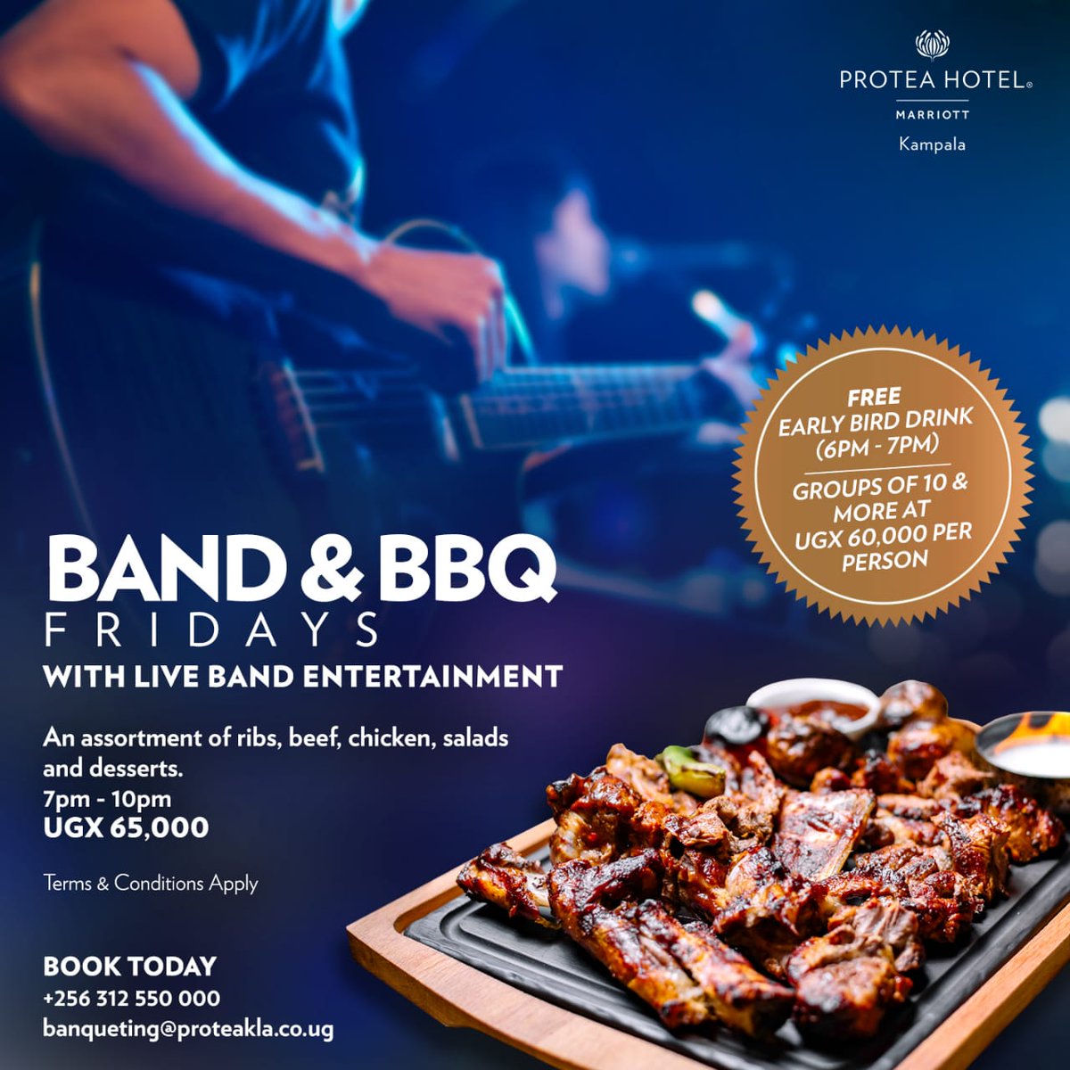 Live music is a beautiful way to start the weekend! Enjoy a free cocktail on us, between 6pm to 7pm.

Call us now to reserve the perfect table!

#proteakampala #marriotthotels #proteahotels