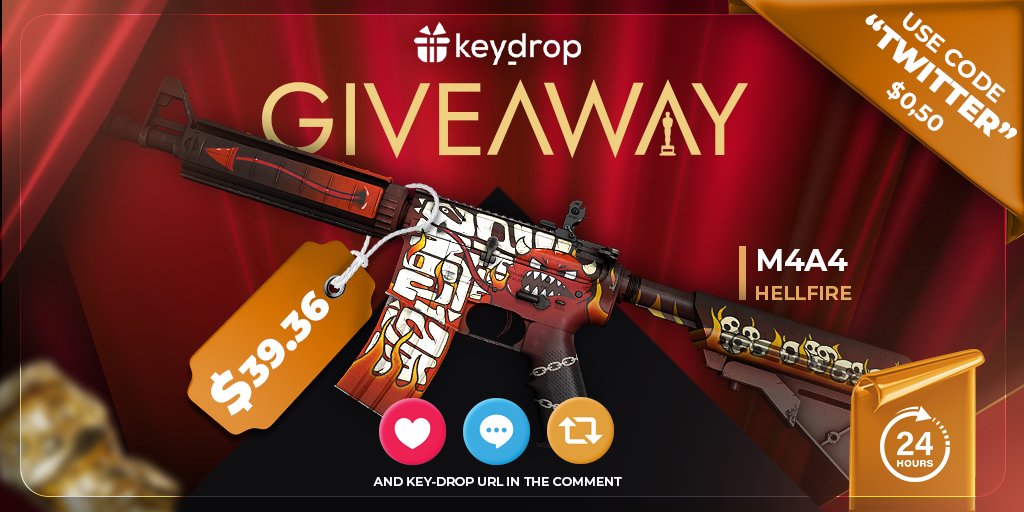 keydropcom's tweet photo. Giveaway on M4A4 | Hellfire🎁

👊 Just leave ❤️ under the post! 
🤝 Follow us!
🔁 Retweet!
⏰ Wait 24 hours!

#freeskins #csgoskinsgiveaway #csgoskinsfree #giveaway #airdrop #csgocases #csgocase #csgoesport #skins #csgoskins #keydrop #keydropcom #csgo https://t.co/OgkaPvG4tZ