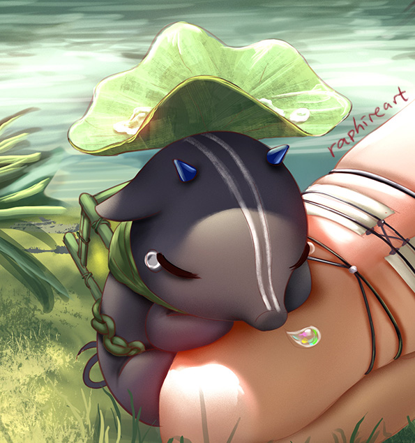 raphireart's tweet image. Blacknight is one of my favorite characters in Arknights! I've been waiting for this skin since August last year-- sketched this out at the time. It's finally going to be out in the game, so here's the finished piece.

p.s. if they make Slumberfoot plushies I'll totally buy them