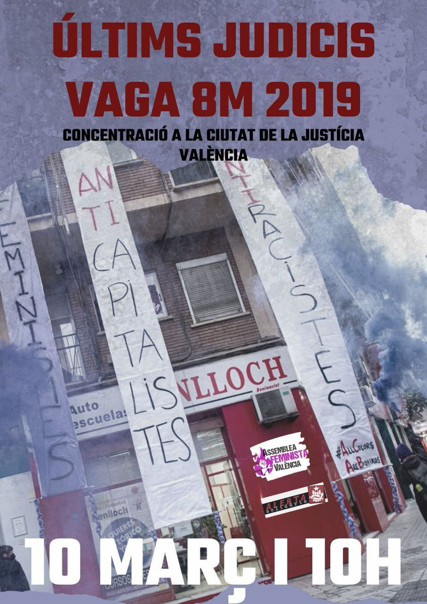 ✊🏽 Avui, darrer round! Els dos darrers judicis a la Vaga Feminista del 8M 2019 són avui, a la Ciutat de la Justícia de #València

Tot el suport a l'<a href="/AssembleaVlc/">AssembleaFeministaVlc</a>❗

#SempreJuntes #SempreFortes
#FeminismeSenseMordassa✊🏽