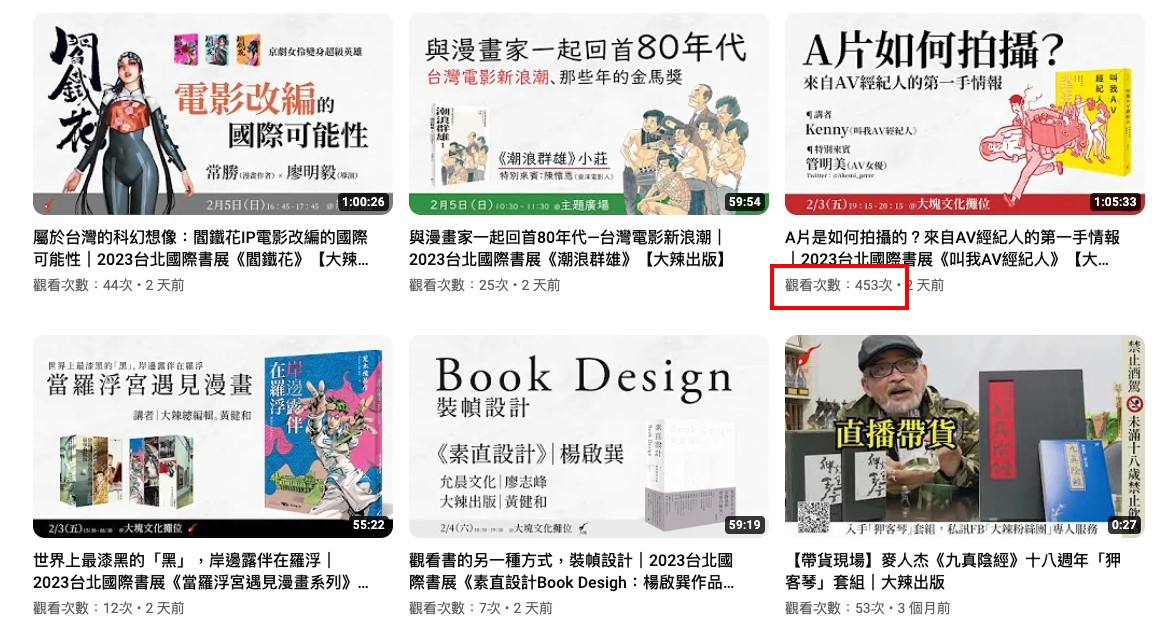 dalala1069's tweet photo. 上傳了大辣國際書展的講座影片到YouTube
明明平常公開場合讀者都表現的很愛藝術
到了這種匿名的場合，大家會先點哪一支影片就很明顯了齁🤣

Be true to yourself https://t.co/SZMbW69CWD