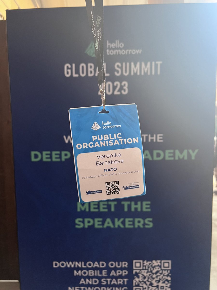 I’m at the <a href="/hellotmrc/">Hello Tomorrow</a> Global Summit in Paris! Reach out if you’d like to meet up &amp; chat about how <a href="/NATO/">NATO</a> is promoting #deeptech innovation—including through the soon-to-be-launched NATO Innovation Fund &amp; our sister initiative #DIANA!

#natoinnovationfund #nato #hellotomorrow