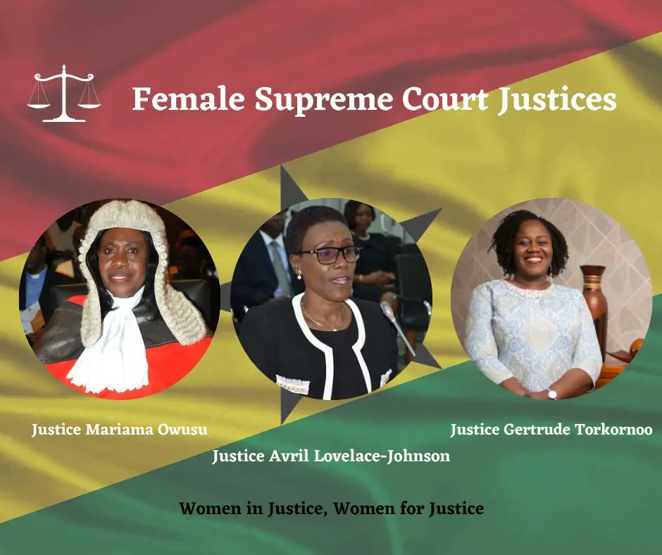HRACGHANA's tweet photo. March 10 marks the #InternationalDayofWomenJudges 🎉  
Including women in decision-making roles is crucial to defend women’s rights and for a more equitable &amp; representative system. Here are 3 women judges in Ghana 🇬🇭 that are paving the way and inspiring future generations👩🏿‍⚖️: https://t.co/wD2pHjjIhK