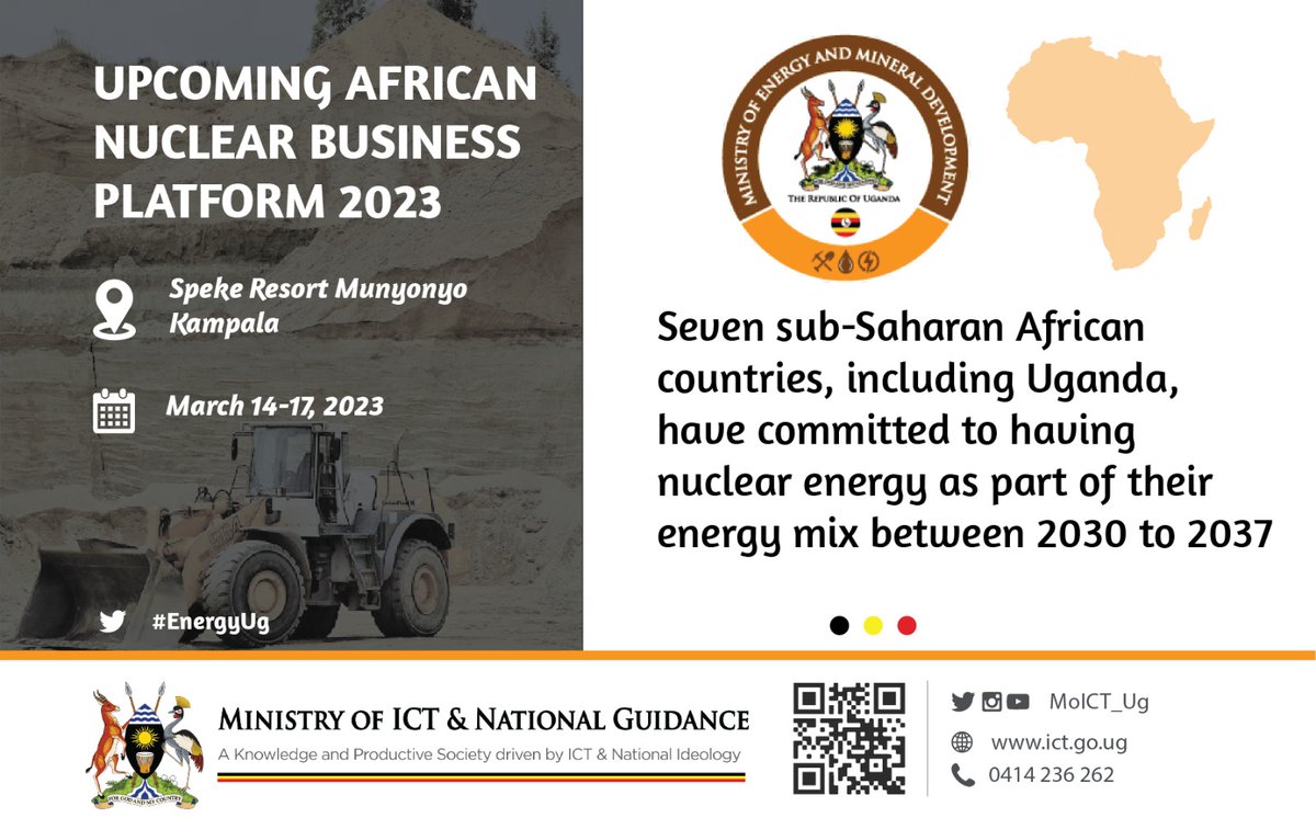 Ghana,Nigeria,Sudan, Rwanda,Kenya&Zambia have developed national positions on having nuclear energy and have engaged with the International Atomic Energy Agency to assist in their nuclear power programs. #EnergyUg