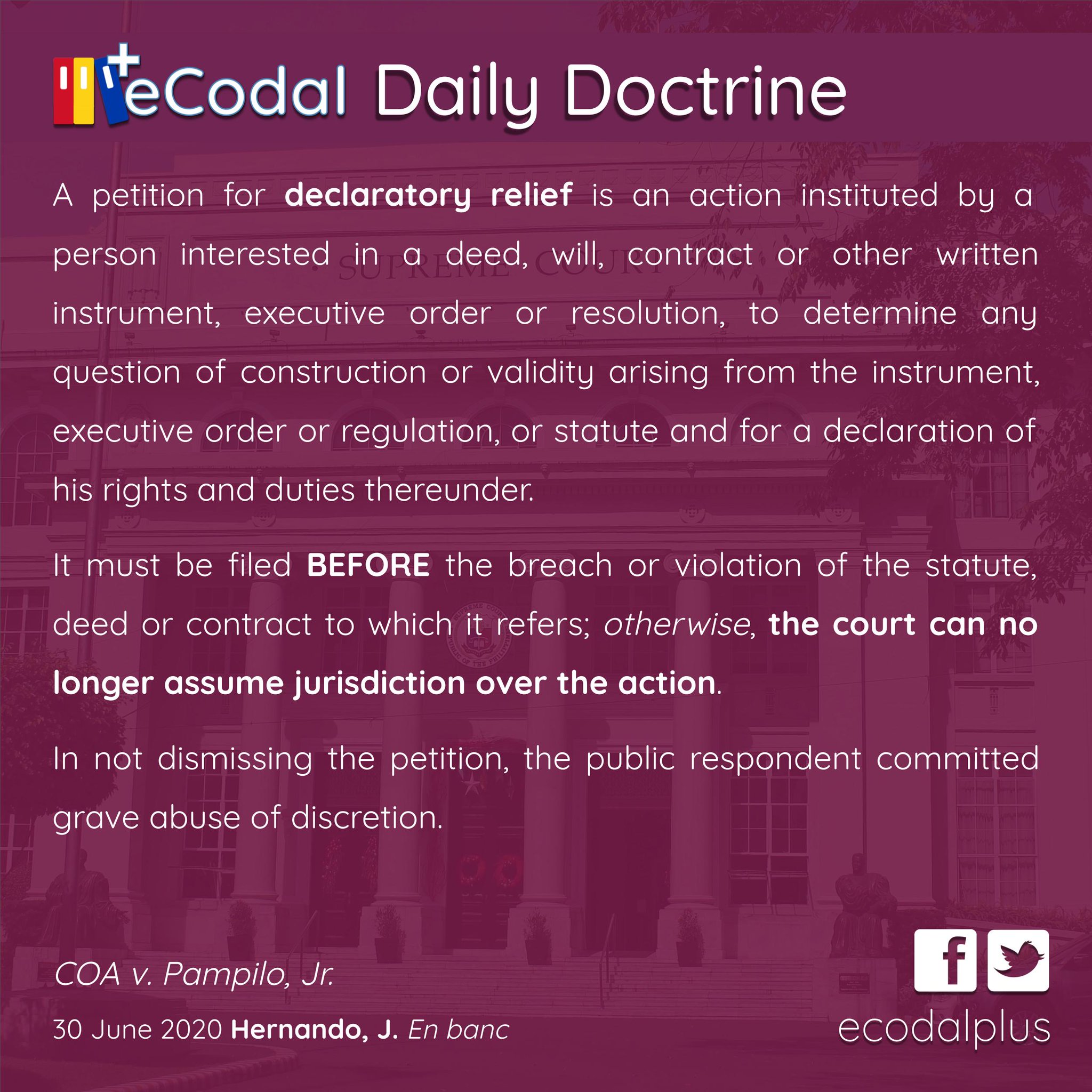 eCodal+ by RGL on Twitter "NONDISMISSAL OF MERITLESS DECLARATORY