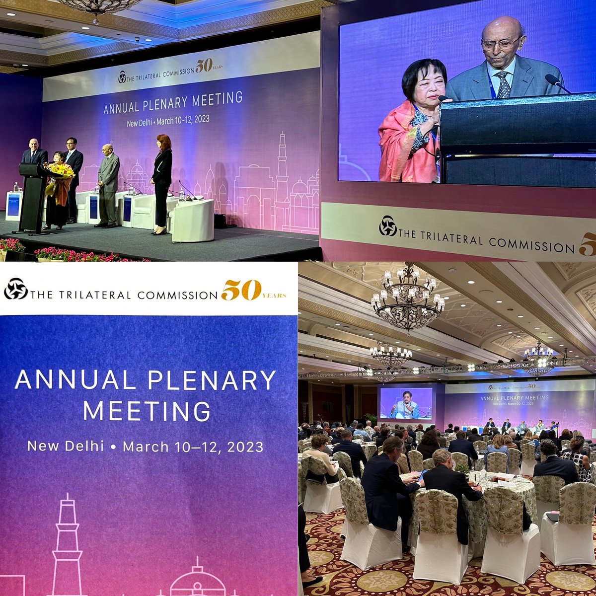 SatoruMurase's tweet image. TRILATERAL COMMISSION 50th Anniverary @India Tribute to Deko Katsumata for her service since the 1973 Founding 三極委員会50周年総会　勝又英子の1973年創立以来の貢献を祝う。trilateral.org/about/
#trilateralcommission #newdelhi  #india