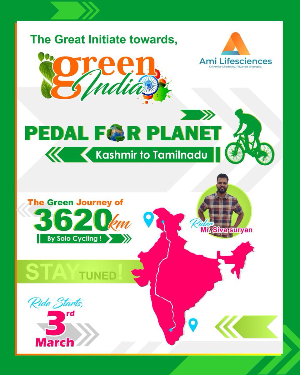 Spreadlovengo's tweet photo. 3620 km Solo Cycling from Kashmir to Tamilnadu!

A grateful thanks to everyone who  are ready in giving life to this extensive bicycle ride *PEDAL FOR PLANET*

This planet is not only for us,we have to safeguard it for our future generations.

The world's finest word is ACTION https://t.co/YBbKOJ9xnD