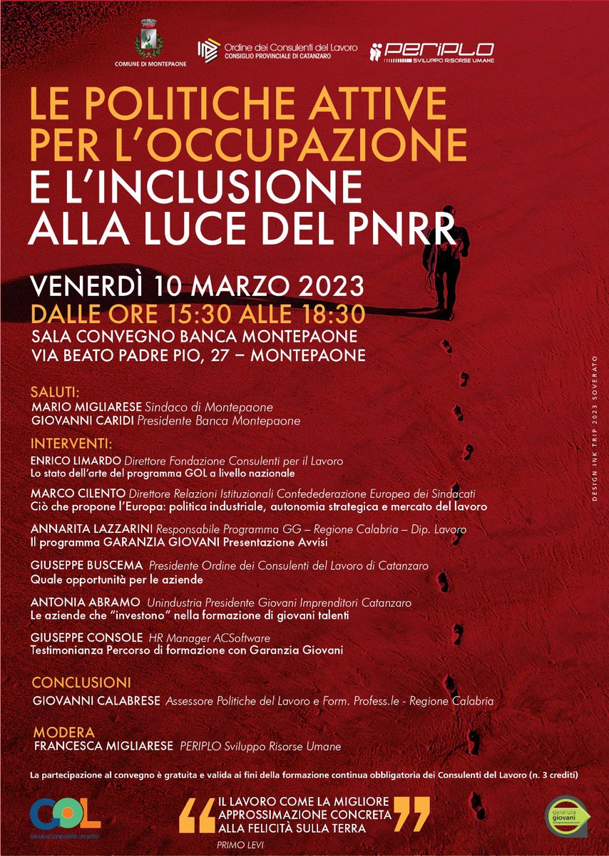 Oggi evento <a href="/ConsulentiLavor/">ConsulentiLavoro</a> su #politicheattive #lavoro