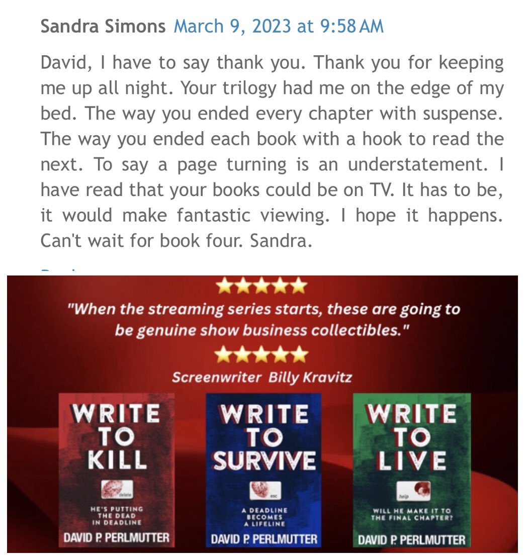 davepperlmutter's tweet image. Finished @getshorty, loved it! The cast, @BigBoyler #RayRomano #SeanBridgers etc. #GetShorty is one of the comparable #TVSeries on the #PitchDeck of my #CrimeFiction #WriteToKill, which along with #TVPilot is in hands of producers in #Hollywood to pitch for a #TVSeries #IARTG