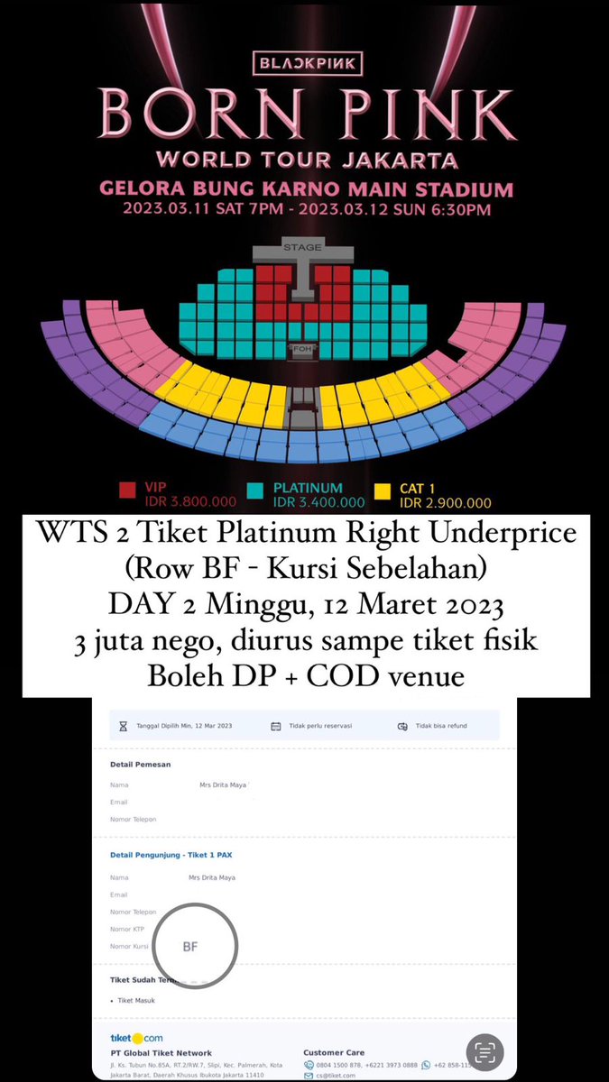 dritamaya's tweet photo. @tupacsayurrr Halo kak aku ada platinum right day 2. 2 tiket sebelahan. Underprice 😊 https://t.co/bnfv85a3Xc