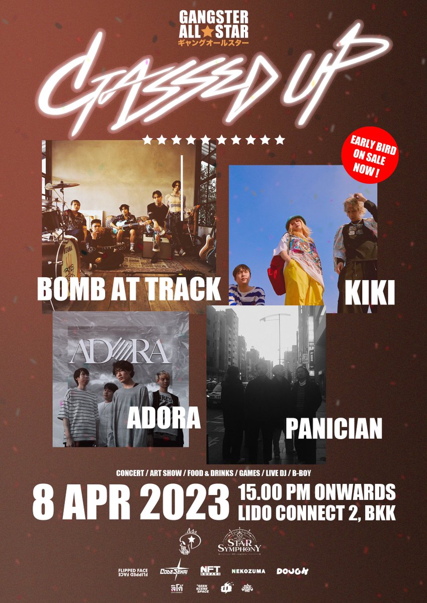 Don't miss out on 𝗚𝗔𝗦𝗦𝗘𝗗 𝗨𝗣 and our headliner <a href="/BombAtTrack/">Bomb at Track</a>!

Joining them is the talented <a href="/kikidoyoumind/">KIKI</a>, Adora, &amp; <a href="/PANICIAN1/">PANICIAN</a> 🎸🤟

Thailand's first Concert &amp; Performative Show put together by our Thai NFT Community!