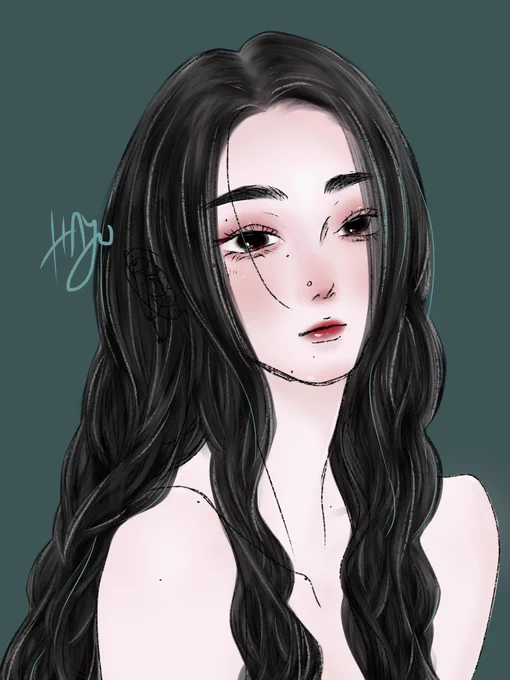 途中で投げ出したけど美人なので置いときます#イラスト 