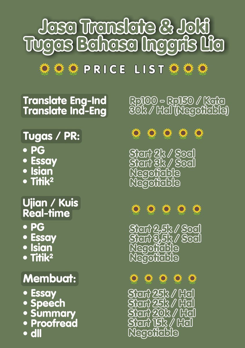 lia` | JOKI B. INGGRIS SD - KULIAH & PENERJEMAH tweet media