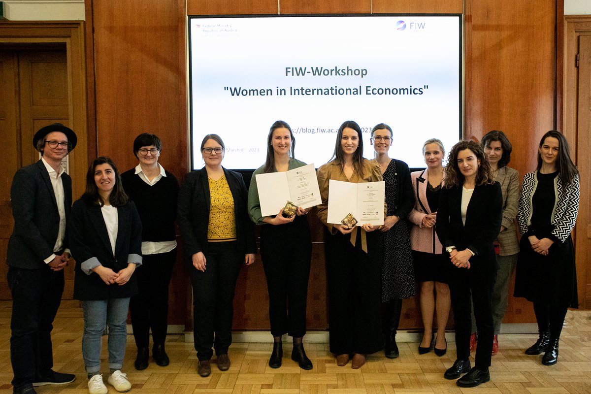 CentreFiw's tweet photo. We thank our host #BMAW & all particpants of our @CentreFiwWorkshop on #InternationalWomensDay2023
Congratulation to the award winners for best master thesis in #IntEcon: Johanna Treiber and @NicoleSattler!
@HO2604 @lmontinari @BirgitEMeyer @zulehner #JuliaSpornberger @evaliee https://t.co/a85swfQsCH