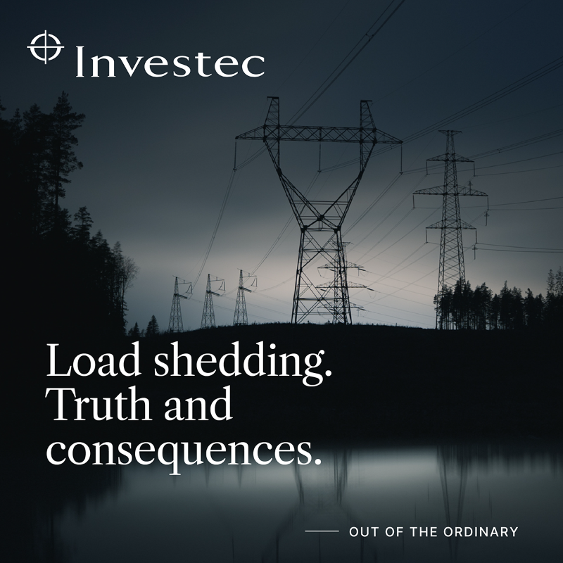 Investec's tweet photo. INFOGRAPHIC: #Loadshedding in numbers. We quantify the impact on #mining, #agriculture and other key sectors, and look at possible solutions.
