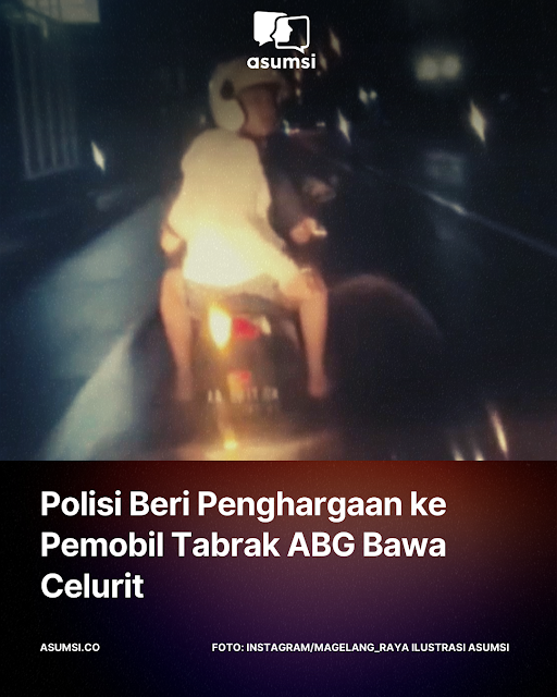 asumsico's tweet photo. Polresta Magelang memberikan penghargaan kepada pengendara mobil yang menabrak ramaja pemotor bercelurit yang viral beberapa waktu lalu. https://t.co/KGjtu00hhu