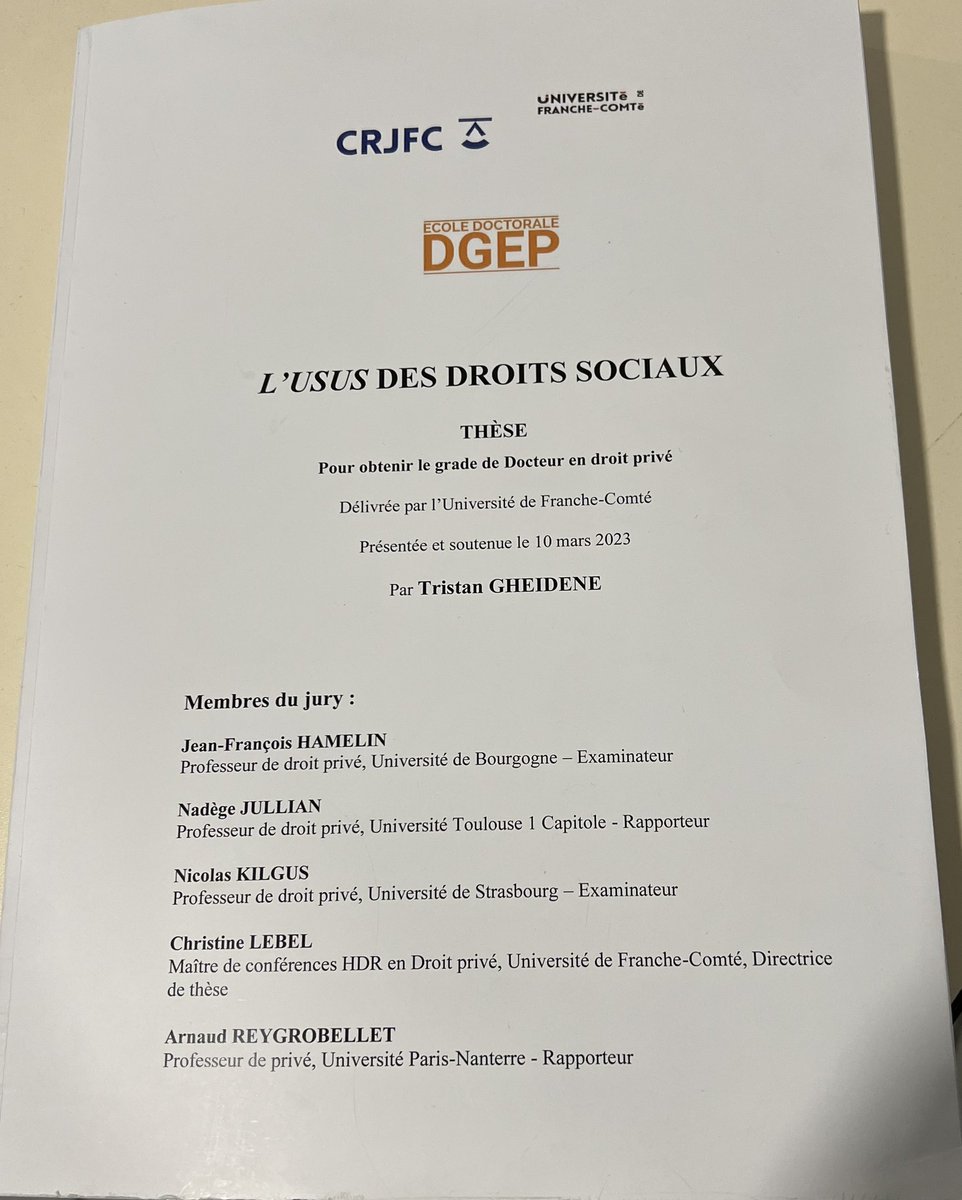 #Soutenance de #thèse à <a href="/Labo_Crjfc/">CRJFC</a> @sjepg <a href="/fc_univ/">université de Franche-Comté</a> ce matin : merci aux membres du jury <a href="/Njullian41/">Nadège Jullian</a> <a href="/HAMELINJF/">Jean-Francois HAMELIN</a> <a href="/NicolasKilgus/">Nicolas KILGUS</a>
