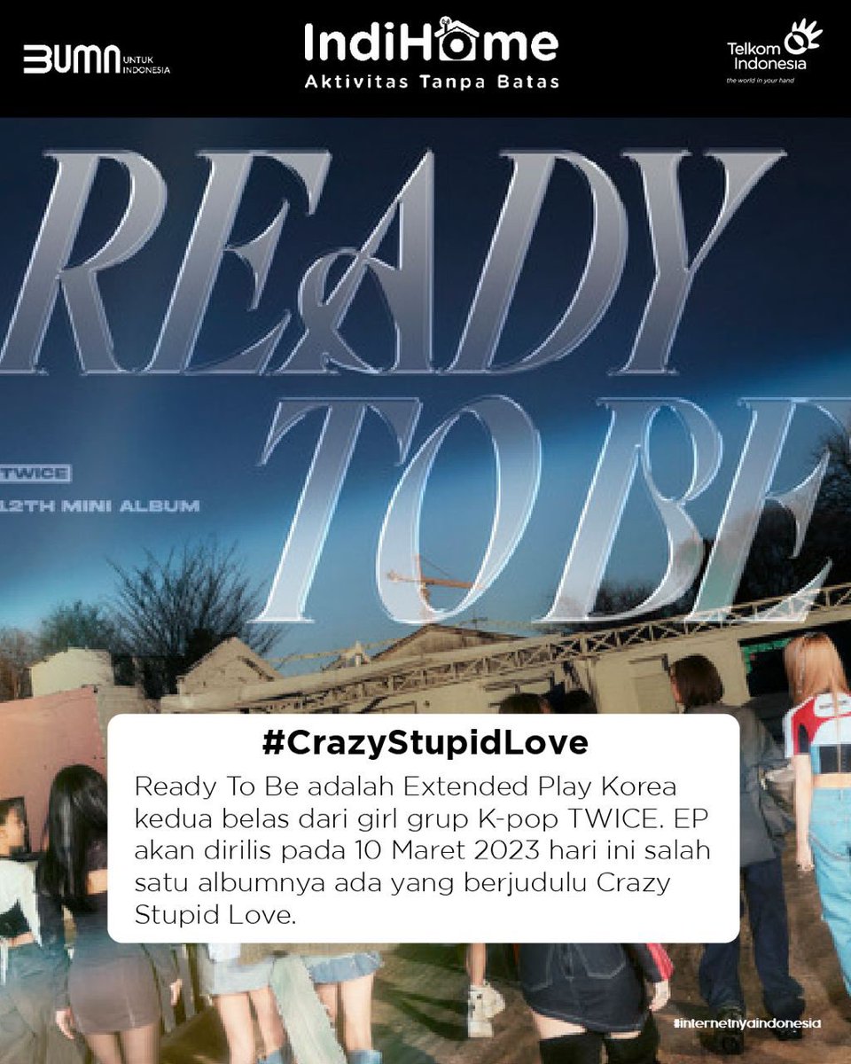 IndihomeJTD's tweet image. Daebakk!! Candu banget sob lagu #CrazyStupidLove yang baru saja dirilis TWICE 😍✨ Saking enaknya sampe masuk trending lohh!

No way, no, no way
I'm so done with crazy stupid love!

#TWICE #indihome