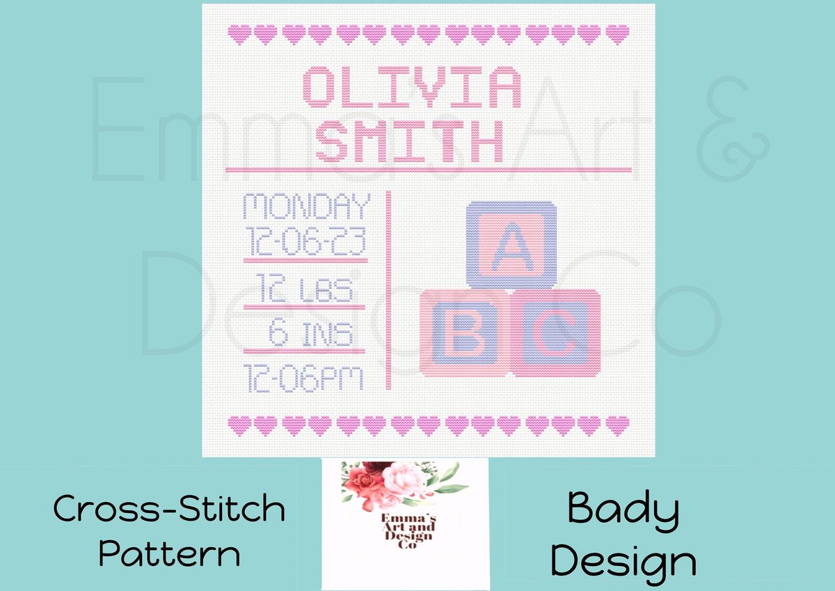 Excited to share this item from my #etsy shop: Birth Announcement Cross Stitch Pattern, X-Stitch #birthday #mothersday #embroidery #crossstitchpattern #crossstitch #moderncrossstitch #crossstitchchart #countedcrossstitch #crossstitchcard etsy.me/3J5LIcO