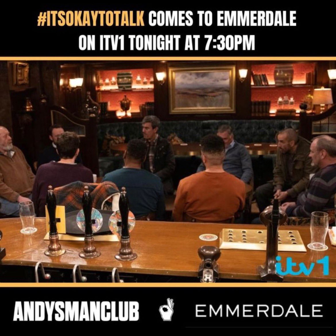 TONIGHT'S THE NIGHT...

History is made on Emmerdale tonight, on ITV1 at 7:30PM...

The front doors of the Woolpack will be locked and the men of the village will stay behind for a late night lock-in with the hope of using the night as a forum to talk.