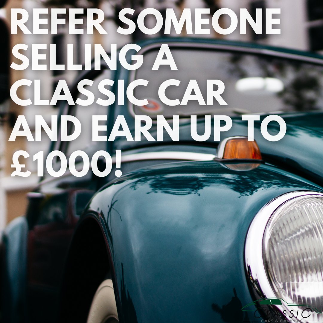Fill in a form: bit.ly/3WbBIDq - let us know you're the introducer and if the sale goes ahead; you'll earn between £250 - £1000 deposited to your account within 24 hours of sale!!

#findersfee #classiccarsandcampers #classiccarforsale #vintagecarsdaily