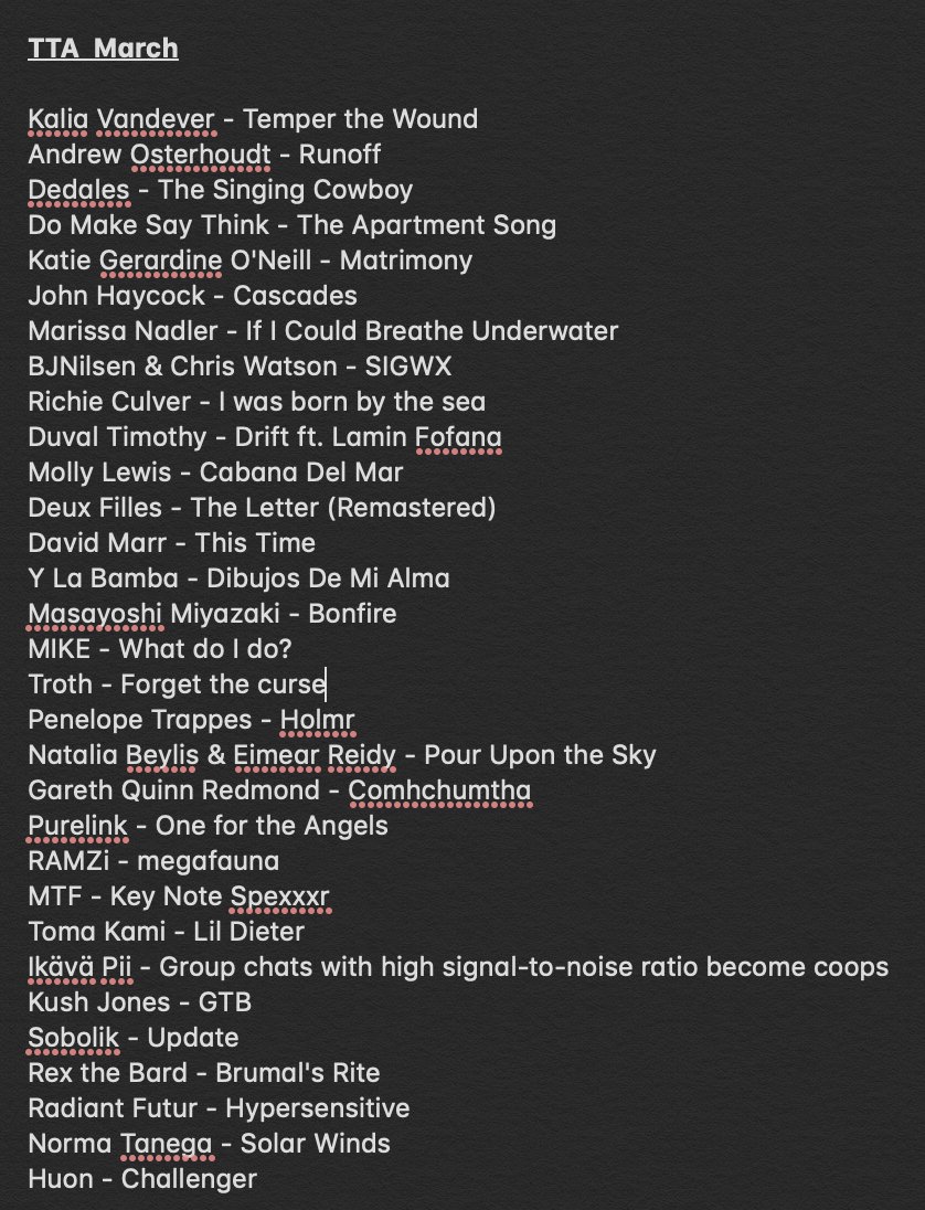 Eoin Murray (@eoin_murraye) on Twitter photo Last night's <a href="/thethinair/">The Thin Air</a> show on <a href="/DublinDigiRadio/">Dublin Digital Radio</a> is up here now. Real nice rainy morning business I reckon ☔️
Tracklist below with bits from <a href="/AmerDreams/">American Dreams Records</a>, <a href="/KatiegONeill/">ƙׁׅ֑ɑׁׅ֮tׁׅꪱׁׅꫀׁׅܻ ᧁׁꫀׁׅܻꭈׁׅɑׁׅ֮ꭈׁׅժׁׅ݊ꪱׁׅꪀׁׅꫀׁׅܻ</a>, @SunkenHum and @eimear_cello, @GarethQR, <a href="/toma_kami/">Toma Kami</a>, @tom_sobolik, <a href="/IkavaPii/">Ikävä Pii</a> etc
mixcloud.com/DublinDigitalR… Last night's <a href="/thethinair/">The Thin Air</a> show on <a href="/DublinDigiRadio/">Dublin Digital Radio</a> is up here now. Real nice rainy morning business I reckon ☔️
Tracklist below with bits from <a href="/AmerDreams/">American Dreams Records</a>, <a href="/KatiegONeill/">ƙׁׅ֑ɑׁׅ֮tׁׅꪱׁׅꫀׁׅܻ ᧁׁꫀׁׅܻꭈׁׅɑׁׅ֮ꭈׁׅժׁׅ݊ꪱׁׅꪀׁׅꫀׁׅܻ</a>, @SunkenHum and @eimear_cello, @GarethQR, <a href="/toma_kami/">Toma Kami</a>, @tom_sobolik, <a href="/IkavaPii/">Ikävä Pii</a> etc
mixcloud.com/DublinDigitalR…