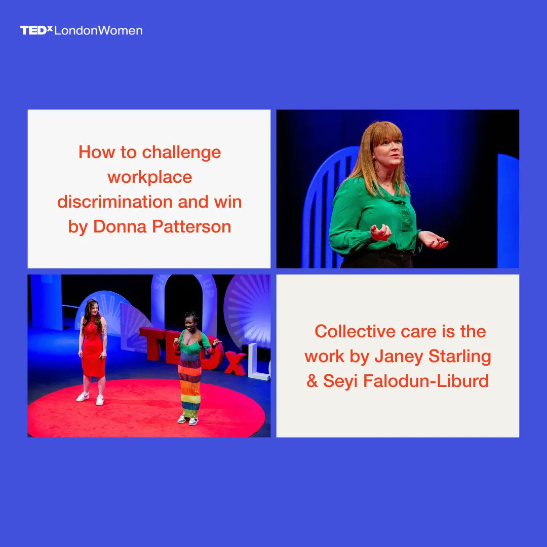 Interested in the next big ideas for women and work, then here are two #TEDxLondonWomen talks for you: 🗣️Donna Patterson’s talk on winning a workplace discrimination case 🗣️@janeyjstarling & @mysweetiemysuga’s talk on collective care in the workplace buff.ly/3yo6dfT