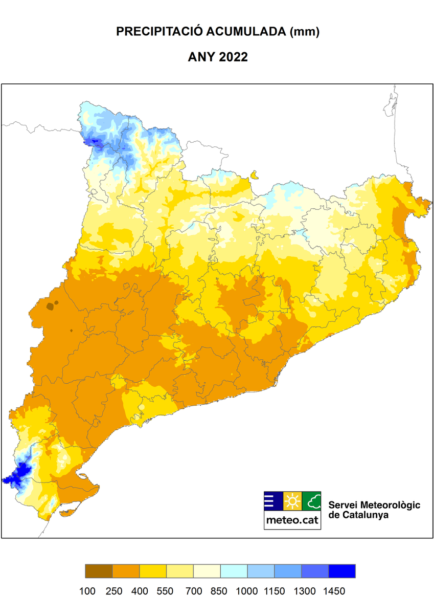 meteocat's tweet photo. 📝A punt la versió ampliada del Butlletí Anual 2022:

🌧️Sec al litoral/prelitoral Central i extrems nord/sud del litoral. Normal al Tarragonès i Pirineu més occidental. Plujós al massís del Port.
🌡Excepcionalment càlid.
🌞Radiació inferior a la normal.

👉https://t.co/ORSZtRdVUP https://t.co/65FJwFX2CF
