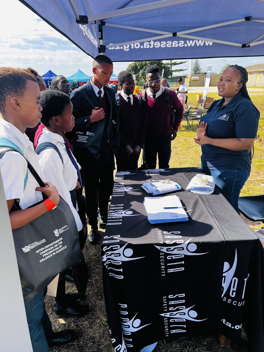 sasseta1's tweet photo. SASSETA team exhibiting at an inter-departmental campaign on the prevention of violence and bullying in schools at St Thomas secondary School in Gqeberha, Eastern Cape, https://t.co/JV8kvkAfwb