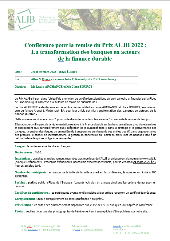 ALJB - Assoc. Lux. des Juristes de Droit Bancaire (@aljb_lux) / Posts / X
