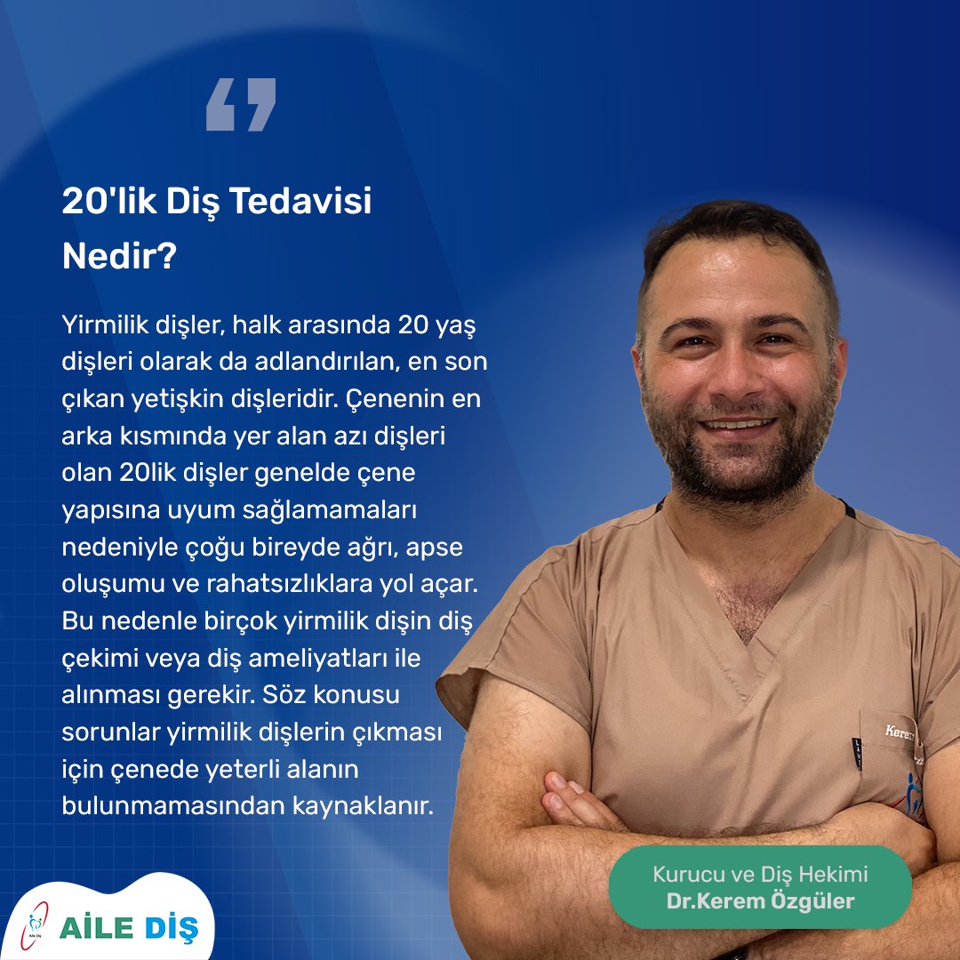 20’lik Diş Tedavisi Nedir?
Ayrıntılı bilgi ve uzman diş hekimi muayenesi için ;
.... 
+905433113888
info@ailedis.com
.
.
. 
#ailediş #ailedişpolikliniği #istanbuldiş #samandıradiş #kartaldiş #bni #bniprestij #bnitürkiye #ümraniyediş #dişhekimi #dentist #implant #gülüştasarımı
