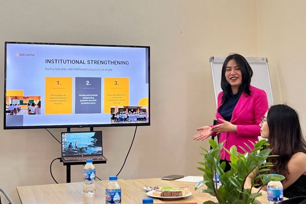 's tweet image. Last month, we had the opportunity to visit our partners in Vietnam, with our six wonderful BoDs from Hong Kong, Singapore, &amp;amp; the US. Here's a snippet from our trip to #WeGrow, a new partner, and the first social enterprise to be funded by EMpower.