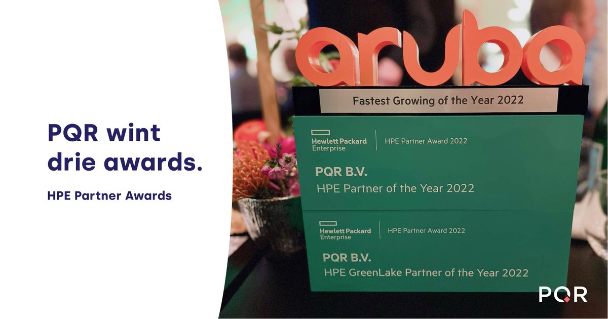 PQRnl's tweet image. Awards | Tijdens de HPE Partner Awards uitreiking heeft PQR gisteravond maar liefst drie prijzen gewonnen!🏆Aruba Fastest Growing Partner of the Year🏆HPE Greenlake Partner of the Year🏆HPE Partner of The Year Awards #Awards #HPE #Rustmakers #IT