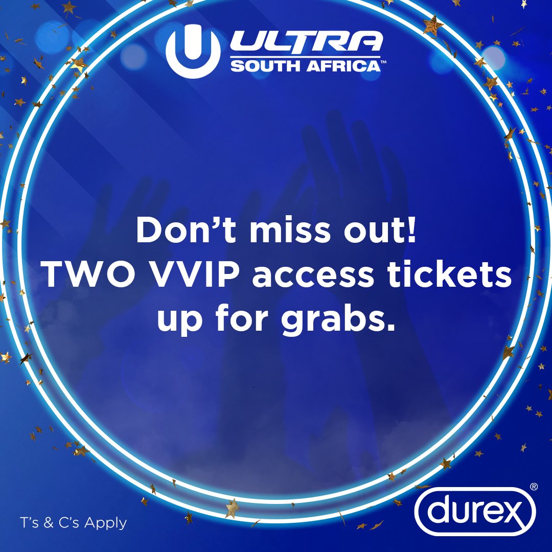 DurexSA's tweet photo. We've been overwhelmed by the love &amp; support we've received for Ultra JHB. So much that we've decided to give away TWO more VVIP access tickets. Winners to be announced at 4pm.  
Here is how:  
1.Follow us, retweet this  
2.Tag your Durex “Friend” 😉

#Durex #UltraSouthAfrica https://t.co/FhIts48XiI