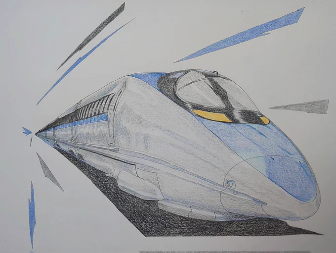 #イラスト 西日本最速の\弾丸列車/500系新幹線ショート化(8両)になっても爆走は変わらない! 
