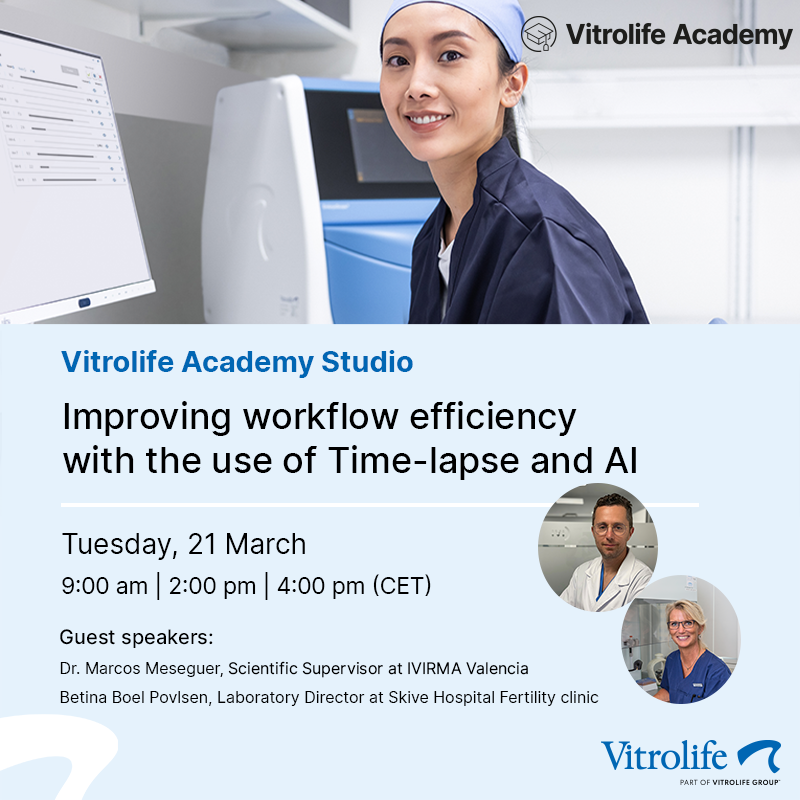 VitrolifeIVF's tweet photo. Register for Vitrolife Academy Studio “Improving workflow efficiency with the use of Time-lapse and AI” https://t.co/vA89MOyiCm
#Vitrolife #IVF #VitrolifeAcademy #Timelapse #EmbryoScope #AI #artificialintelligence #fertilitytreatment #embryology #embryoculture #VitrolifeGroup https://t.co/NXGxvHJ033