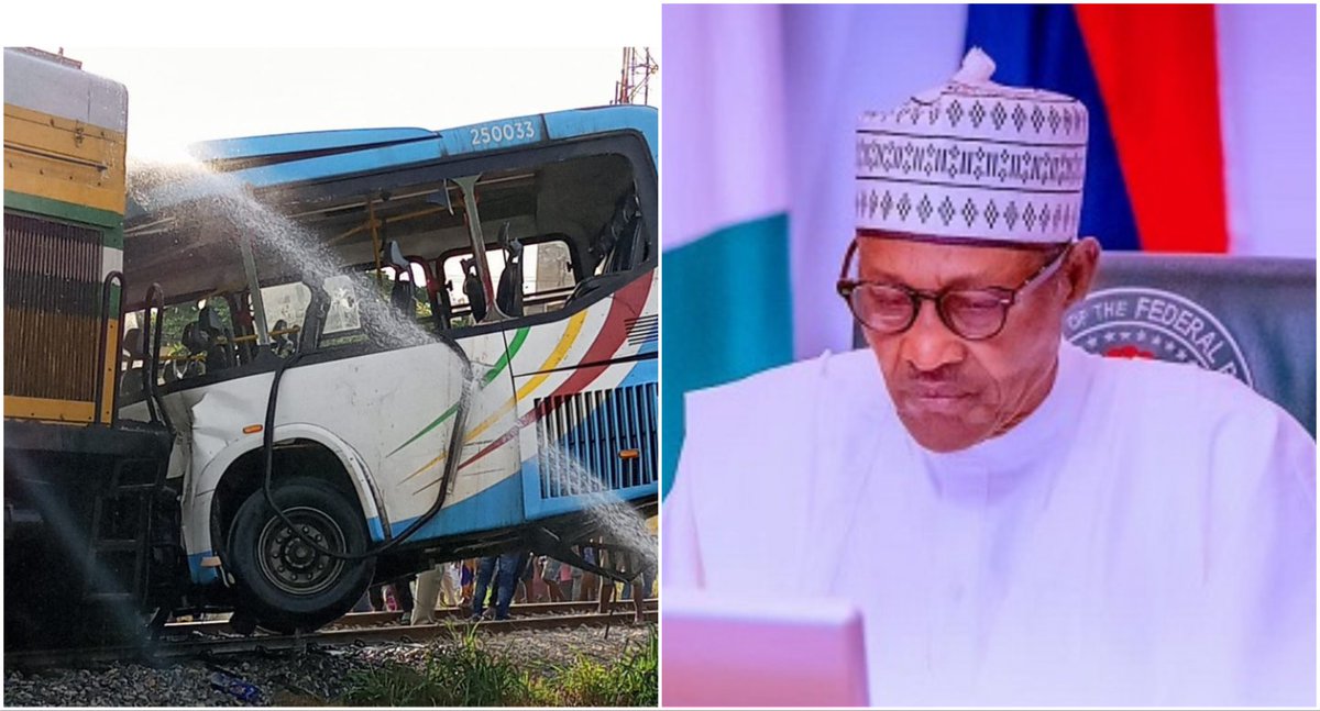 channelstv's tweet photo. #ICYMI: President Muhammadu Buhari has commiserated with the families of victims of the tragedy resulting from a collision between a moving train and a transit bus conveying government workers in Lagos State.

https://t.co/A9ty9x9v1A https://t.co/3EPicvGT0D